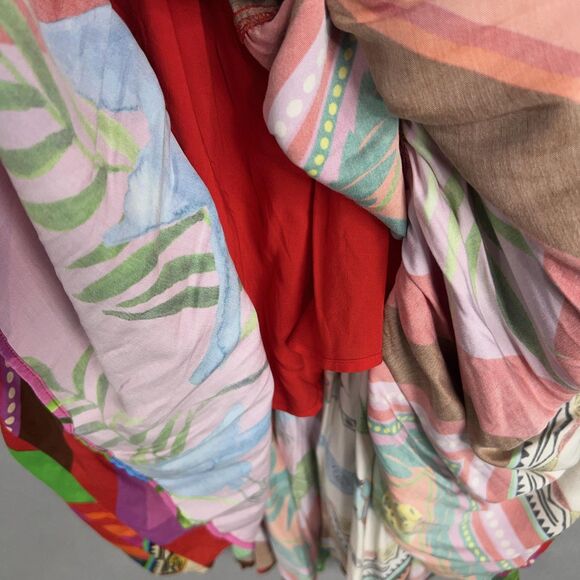 Farm Rio Dress Womens Large Bright Palila Fringed Midi Tropical Boho Beaded Loud - Picture 7 of 16